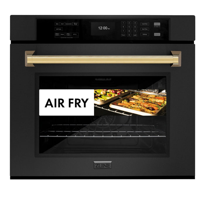 ZLINE 30 "Professional True Convection Single Wall Oven, Air Fry, Self Clean, Black Stainless Steel, Champagne Bronze WASBZ-30-CB09K