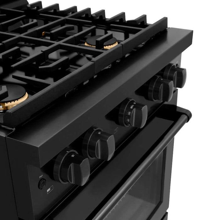 ZLINE 30 in.Gas Range, Convection Gas Oven, Brass Burner, Black Stainless Steel, SGRB-BR-3009K