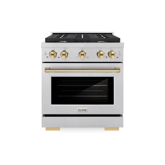 ZLINE 30"Paramount Dual Fuel Range DuraSnow® Gold SDRSZ-30-G09K