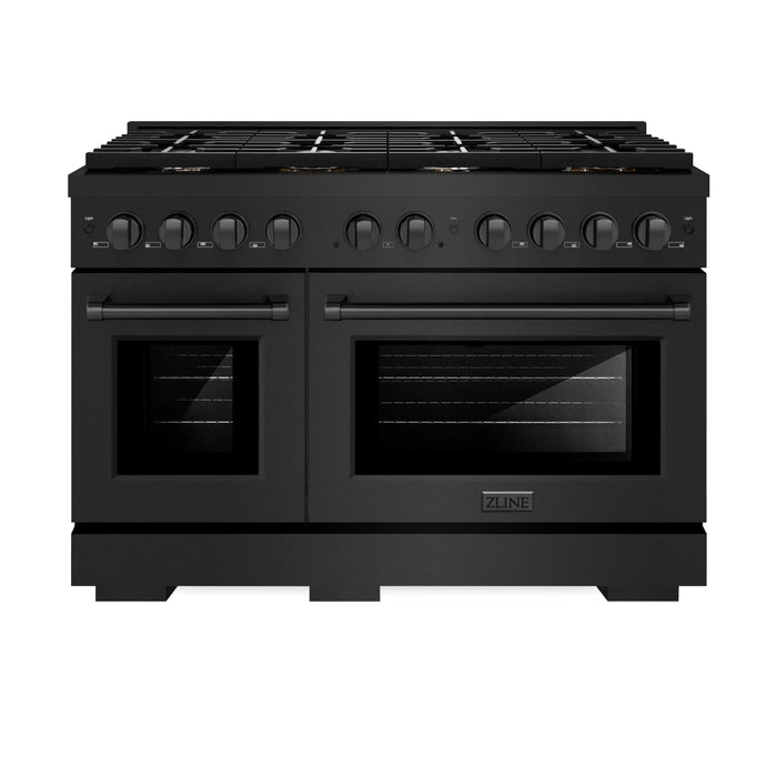 ZLINE 48"Paramount Dual Fuel Range Black Stainless Steel, Brass Burners SDRB-BR-4809K
