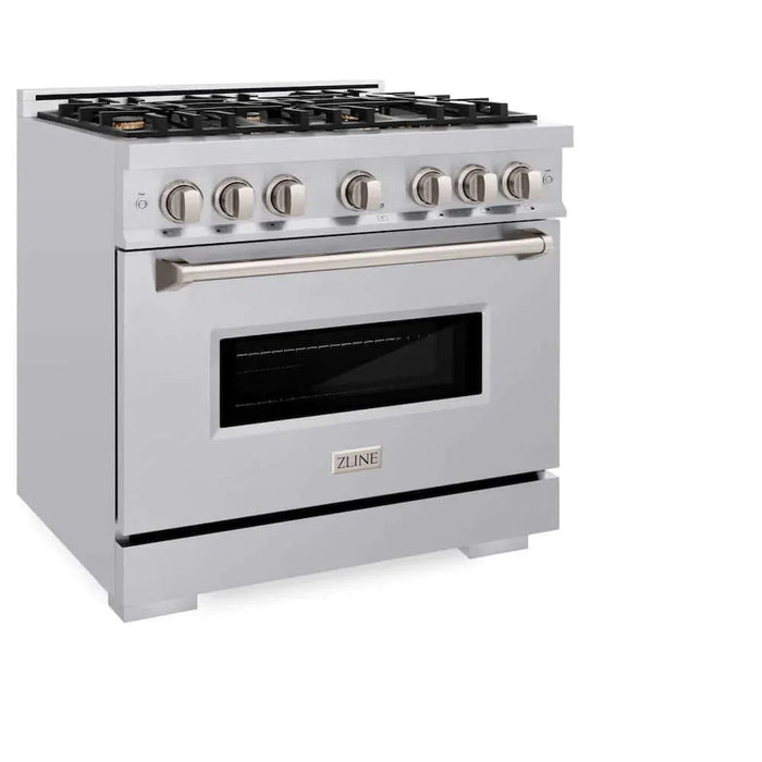 ZLINE 36" Dual Fuel Range, Gas Cooktop, Electric Convection Oven Stainless Steel, CDR-BR-3609K