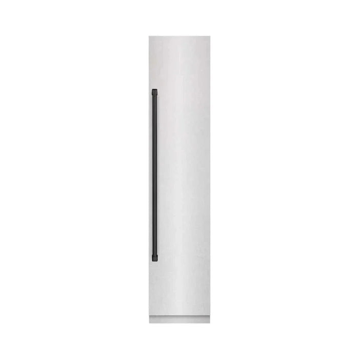ZLINE 18" Right Hinge Column Freezer DuraSnow® Stainless Steel, Graphite Gray Interior Matte Black RCFVRZ-SN-18-MB09K