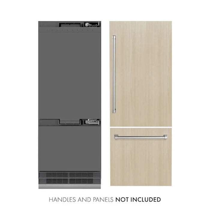 ZLINE 30" Panel Ready Built-In Bottom Freezer Refrigerator, Water Dispenser, Ice Maker, Graphite Gray Interior GRBIV-3009K