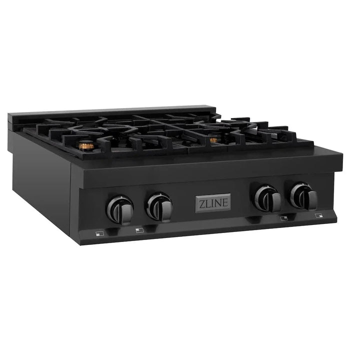 ZLINE 30" Porcelain Rangetop, Black Stainless, Brass Burners,RTB-BR-3009K