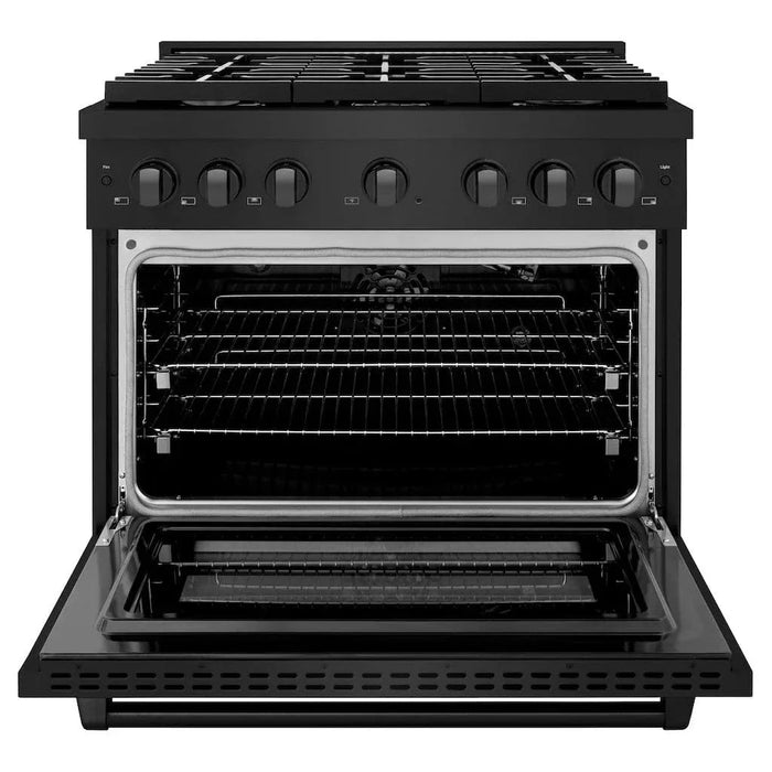 ZLINE 36 in.Gas Range, Convection Gas Oven, Black Stainless Steel, SGRB-3609K