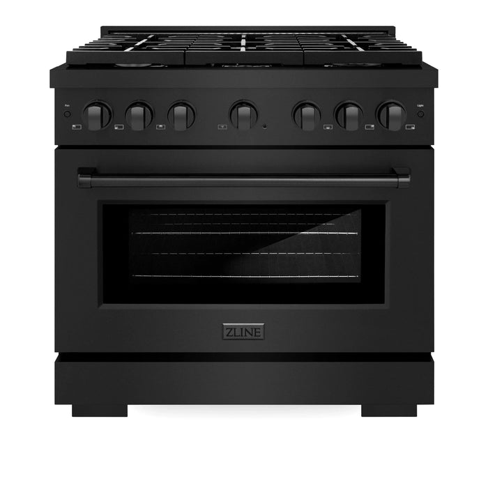 ZLINE 36"Paramount Dual Fuel Range Black Stainless Steel, SDRB-3609K