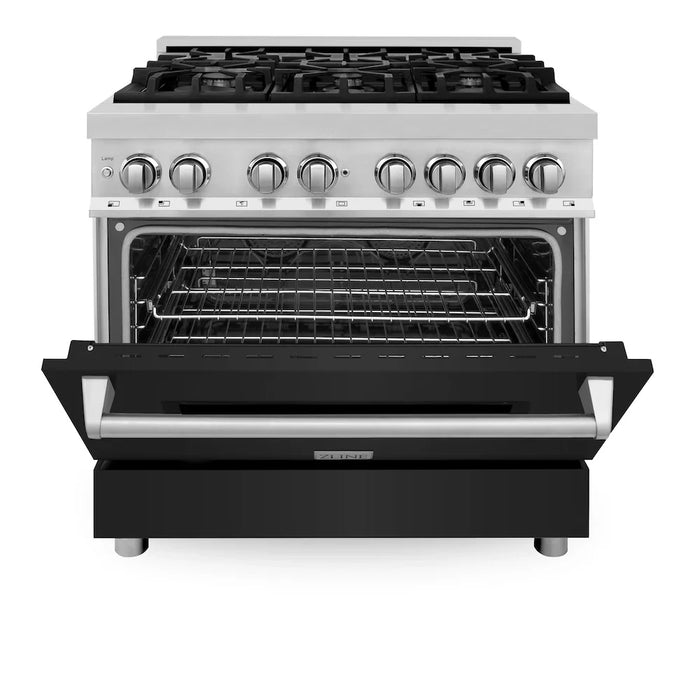 ZLINE 36" Bundle Range RA-BLM-36 &  Wall Range Hood KB-36, 2KP-RABLMRH3609K