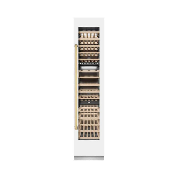 ZLINE 18"Triple Zone 68 Bottle Right Hinge Column Wine Cooler, White Matte Stainless Steel Polished Gold RCWVRZ-WM-18-G09K