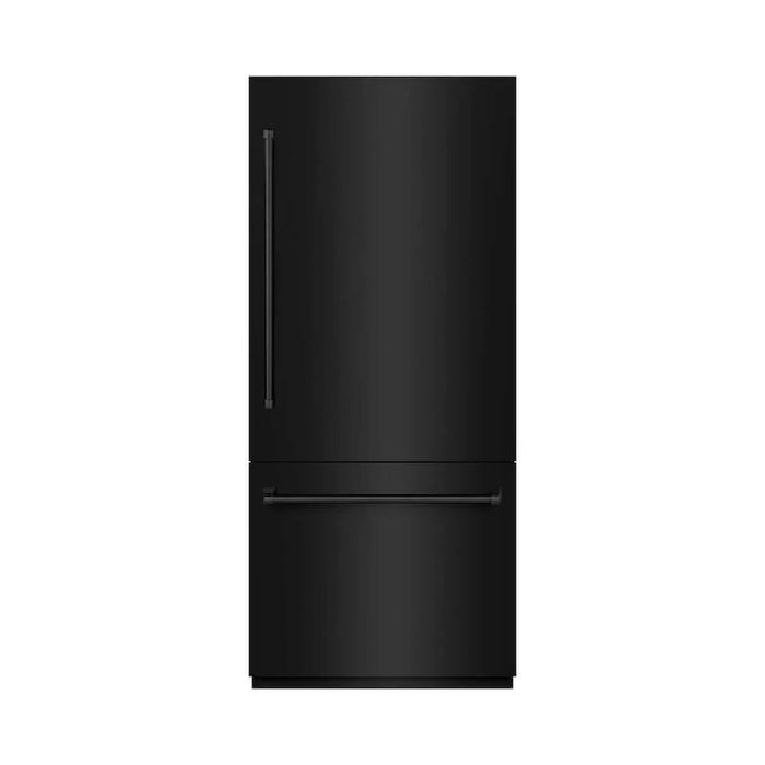 ZLINE 36" Built-In Bottom Freezer Refrigerator, Water Dispenser, Ice Maker, Black Stainless Steel, Graphite Gray Interior GRBIT-BS-3609K