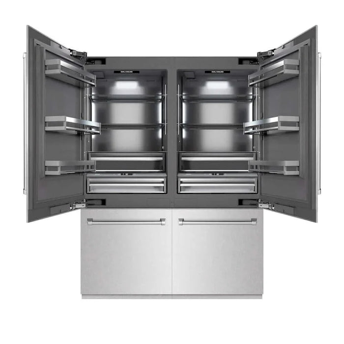 ZLINE 60" Panel Ready Built-In Bottom Freezer Refrigerator,Water Dispenser, Ice Maker, DuraSnow® Stainless Steel,Graphite Gray, GRBIV-SN-6009K