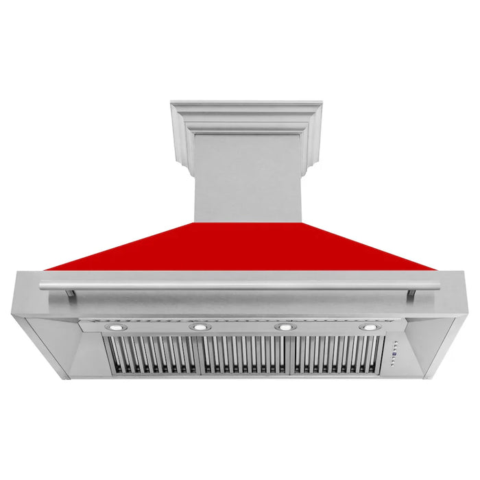 ZLINE 48" Autograph DuraSnow Red Stainless Wall Range Hood 8654SNX-RM-4809K