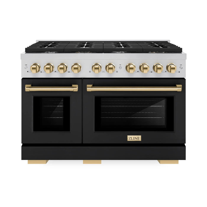 ZLINE 48"Paramount Dual Fuel Range Black Matte Gold SDRZ-BLM-48-G09K