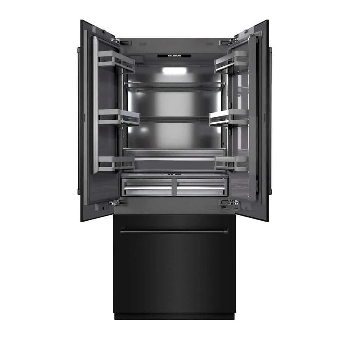 ZLINE 36" Panel Ready Built-In Bottom Freezer Refrigerator,Water Dispenser, Ice Maker, Black Stainless Steel,Graphite Gray, GRBIV-BS-3609K