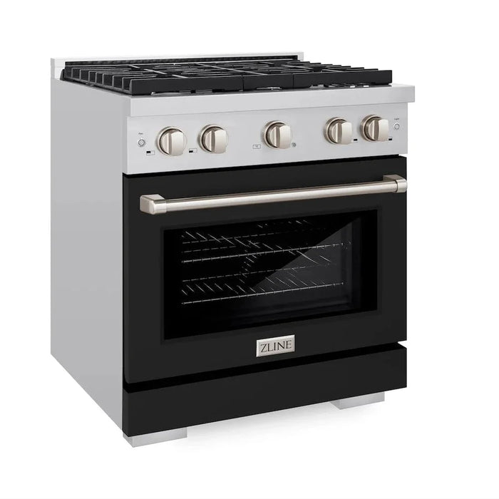 ZLINE 30"Paramount Dual Fuel Range Stainless Steel, Black Matte, SDR-BLM-3009K