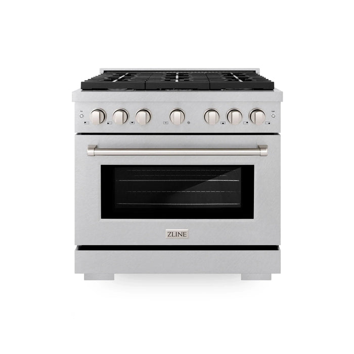 ZLINE 36"Paramount Dual Fuel Range DuraSnow® Stainless Steel SDRS-3609K