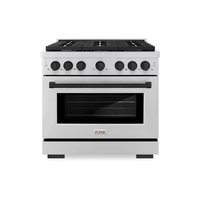 ZLINE 36"Paramount Dual Fuel Range Stainless Steel Matte Black SDRZ-36-MB09K