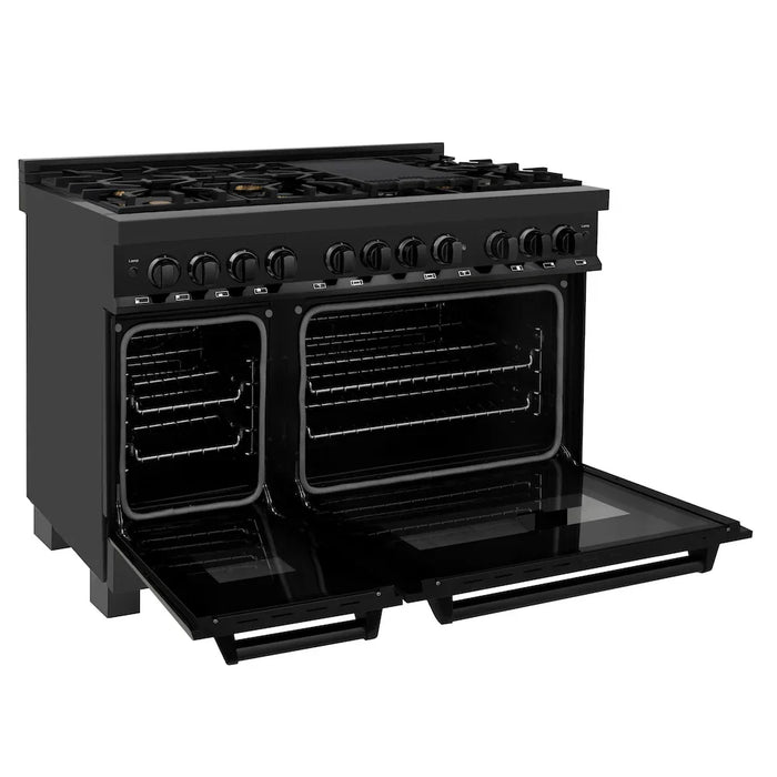 ZLINE 48" Bundle Range RAB-BR-48 & Wall Range Hood BSKBN, 2KP-RABRH4809K