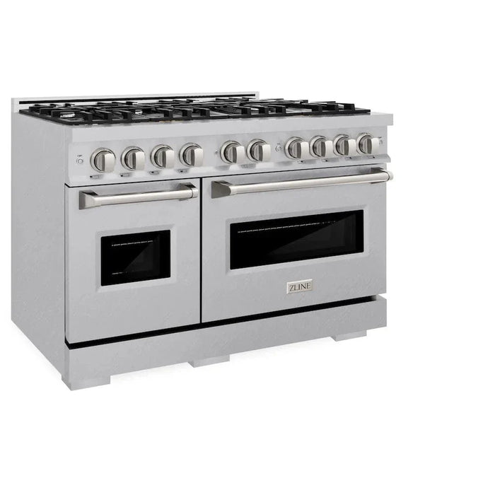 ZLINE 48" Dual Fuel Range, Gas Cooktop, Electric Convection Oven DuraSnow® Stainless Steel, CDRS-4809K