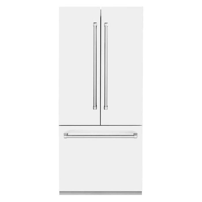 ZLINE 36" Panel Ready Built-In Bottom Freezer Refrigerator,Water Dispenser, Ice Maker, White Matte, Graphite Gray, GRBIV-WM-3609K