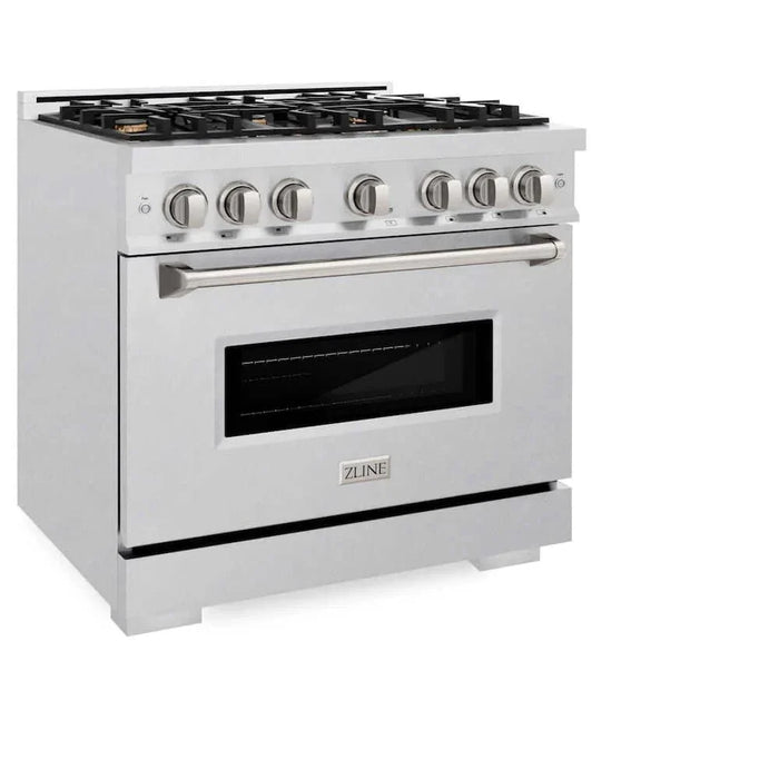 ZLINE 36" Classic Gas Range, Convection Gas Oven DuraSnow® Stainless Steel, Brass Burners CGRS-BR-3609K
