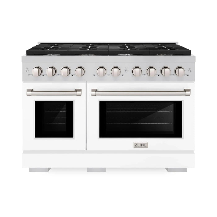 ZLINE 48"Paramount Dual Fuel Range Stainless Steel, White Matte, SDR-WM-4809K