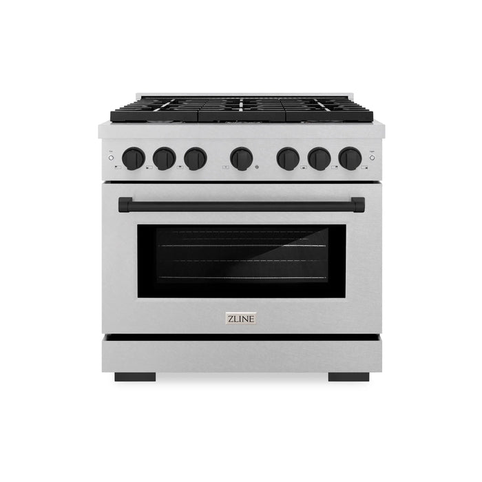 ZLINE 36"Paramount Dual Fuel Range DuraSnow® Matte Black SDRSZ-36-MB09K