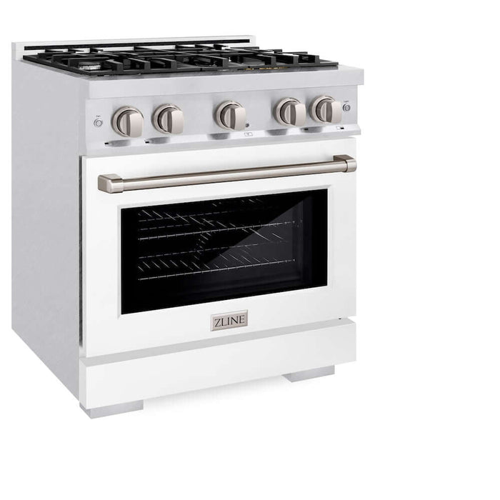 ZLINE 36" Select Gas Range Convection Gas Oven DuraSnow® White Matte Stainless Steel HGRS-WM-3609K