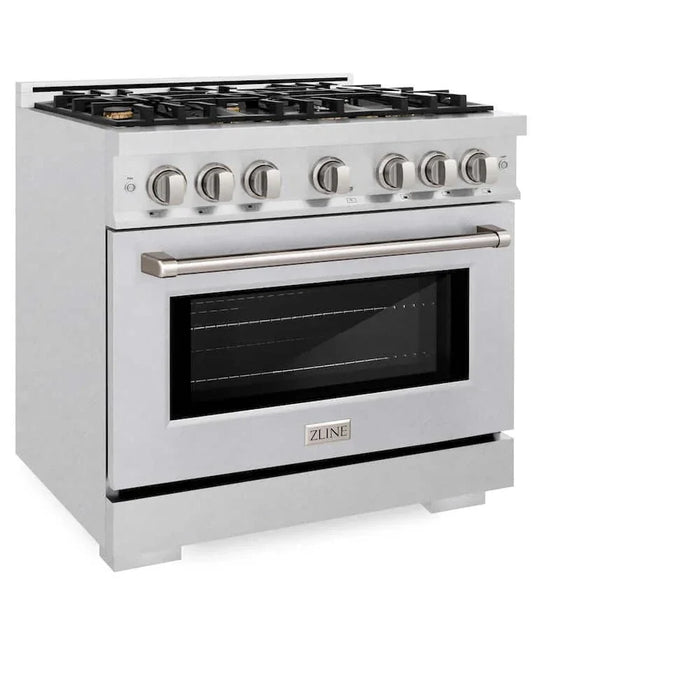 ZLINE 36" Select Gas Range Convection Gas Oven DuraSnow® Stainless Steel Brass Burners HGRS-BR-3609K