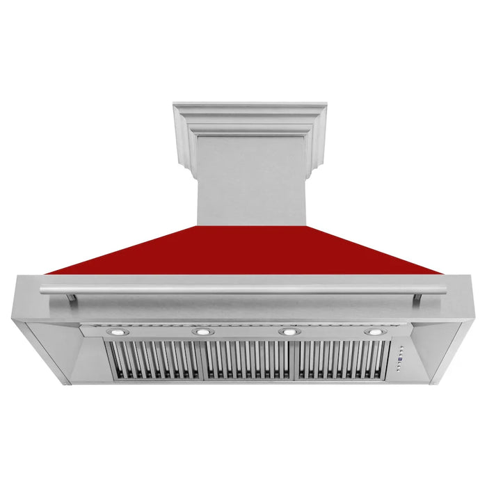 ZLINE 48" Autograph DuraSnow Stainless Red Wall Range Hood 8654SNX-RG-4809K