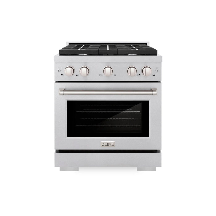 ZLINE 30"Paramount Dual Fuel Range DuraSnow® Stainless Steel SDRS-3009K