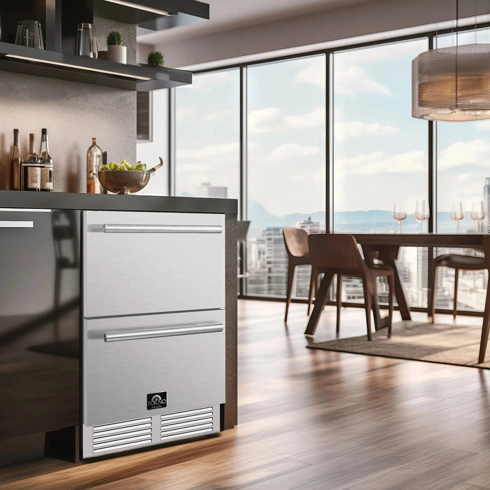 FORNO Cosenza 24" Built-In Indoor/Outdoor Drawer Freezer FDRBI1838-24S09K