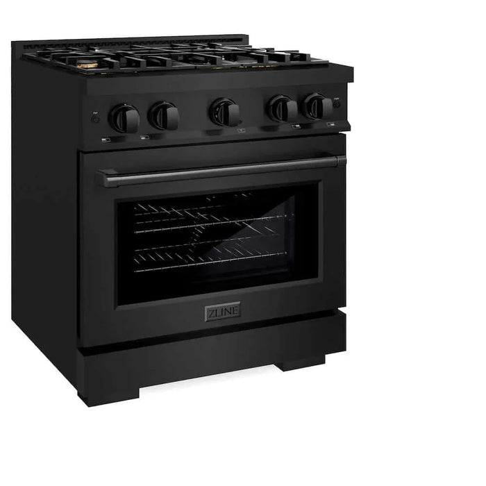ZLINE 30" Select Dual Fuel Range Gas Cooktop Electric Convection Oven Black Stainless Steel Brass Burners HDRB-BR-3009K