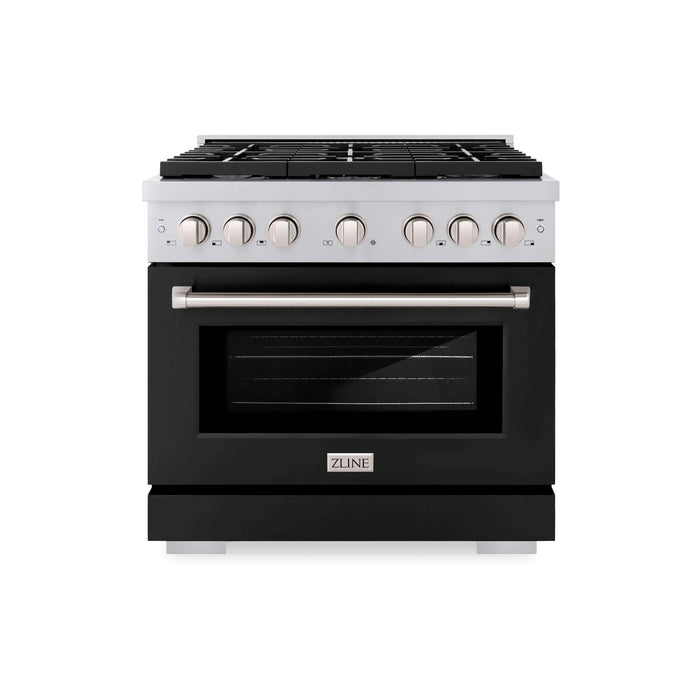 ZLINE 36"Paramount Dual Fuel Range Stainless Steel, Black Matte, SDR-BLM-3609K