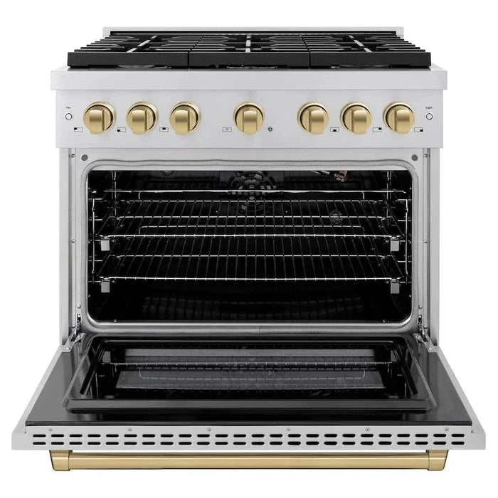 ZLINE 36 " Gas Range, Convection Oven Stainless Steel, Champagne Bronze , SGRZ-36-CB09K