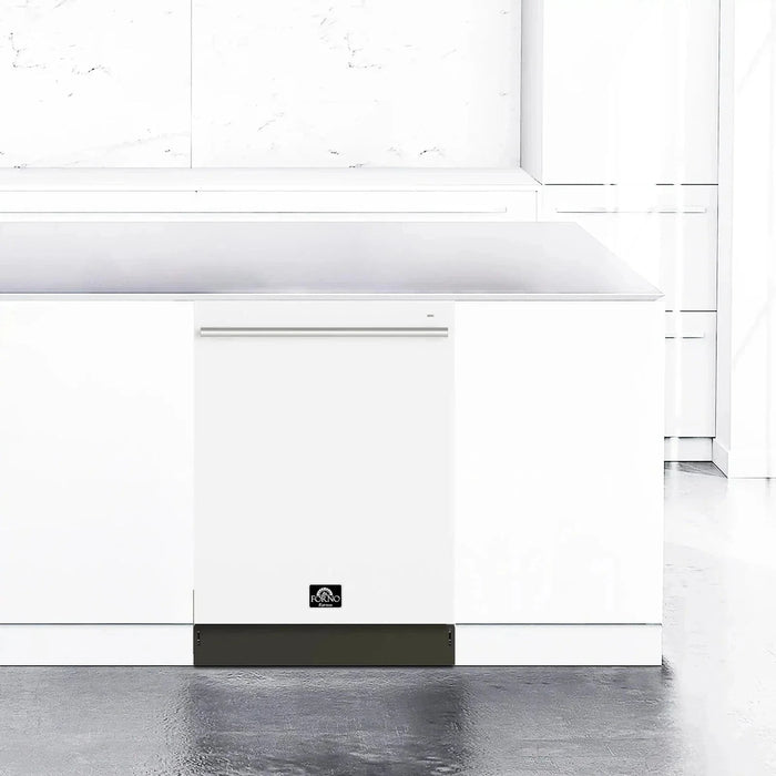 Forno Romano Espresso 24" Built-In Dishwasher in White with Stainless Steel Handle, FDWBI8035-24WHT09K