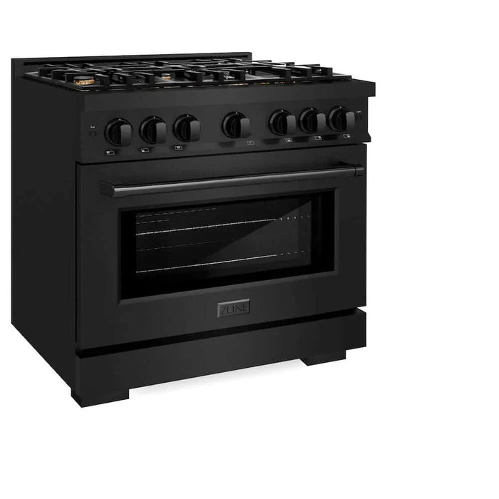 ZLINE 36" Select Dual Fuel Range Gas Cooktop Electric Convection Oven Black Stainless Steel Brass Burners HDRB-BR-3609K