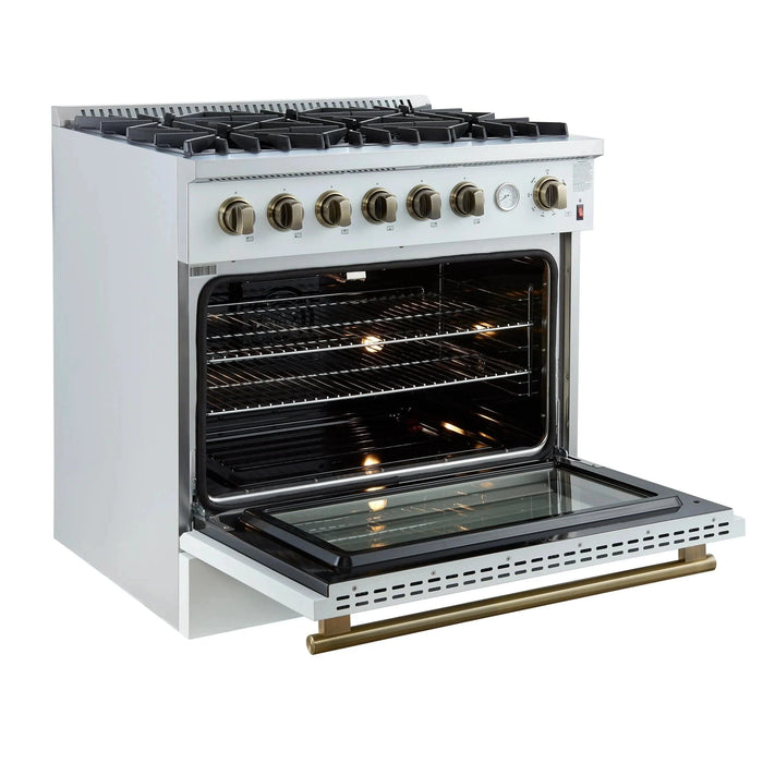 FORNO Marco 36" Gas on Gas Range FFSGS6277-36WHT09K