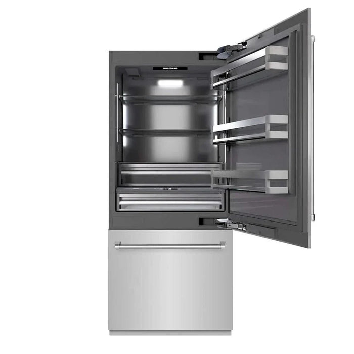 ZLINE 36" Built-In Bottom Freezer Refrigerator,Water Dispenser, Ice Maker,Graphite Gray GRBIT-304-3609K