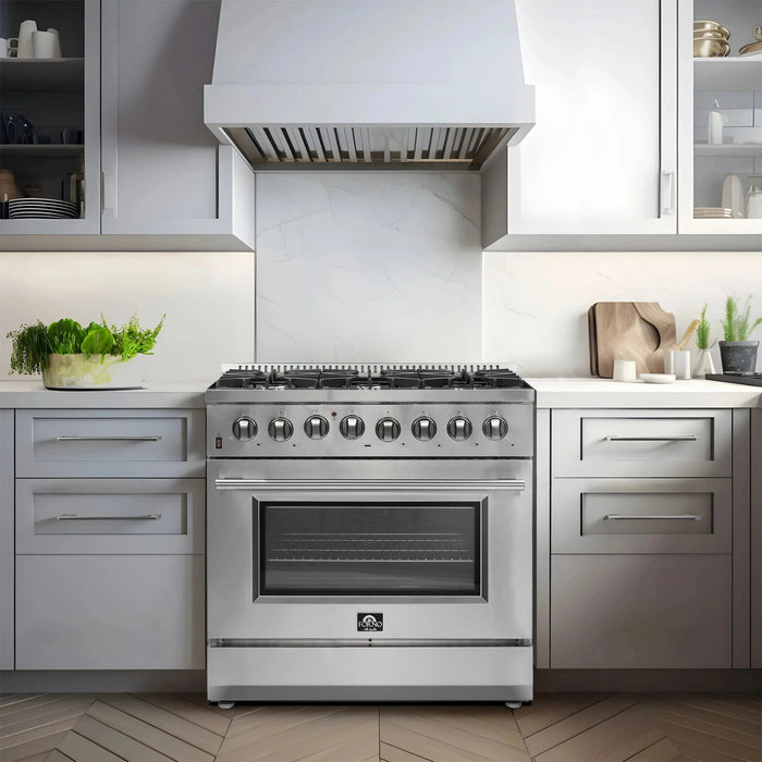Forno Appliance Package - 36" Dual Fuel Range, Dishwasher, 36" Refrigerator FBDL-004-02CAUS09K