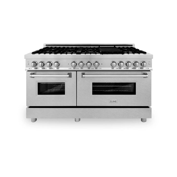 ZLINE 60" Professional Dual Fuel Range with Snow Finish Door, RA-SN-6009K