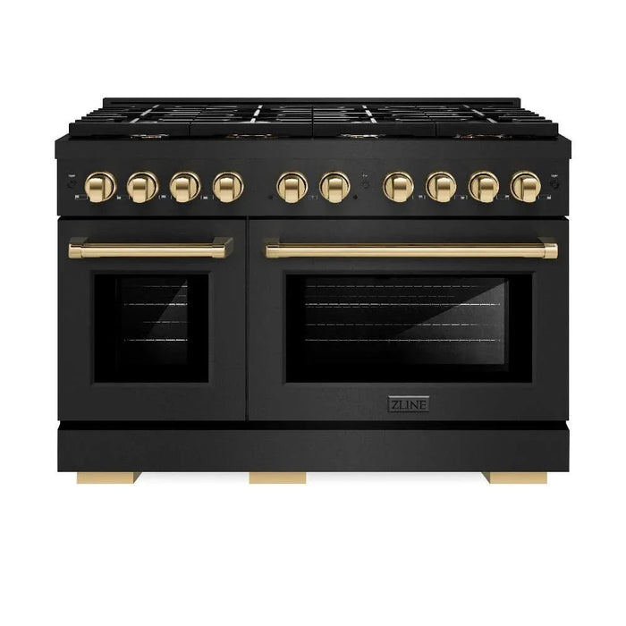 ZLINE 48"Paramount Dual Fuel Range Black Stainless Steel, Gold SDRBZ-48-G09K
