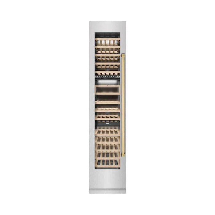 ZLINE 18"Triple Zone 68 Bottle Left Hinge Column Wine Cooler, DuraSnow® Stainless Steel Polished Gold RCWVLZ-SN-18-G09K