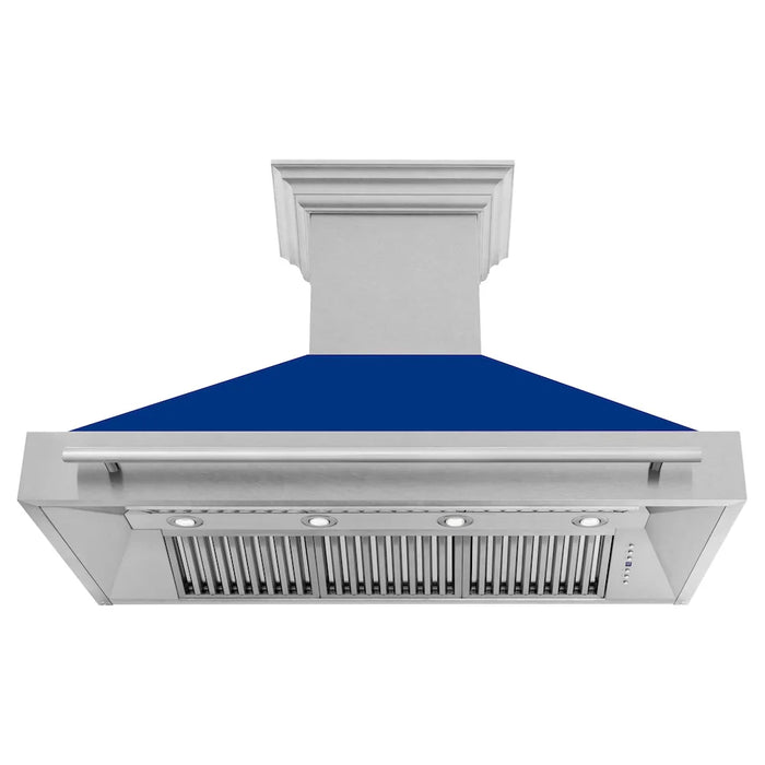 ZLINE 48" Autograph DuraSnow Stainless Blue Wall Range Hood 8654SNX-BG-4809K