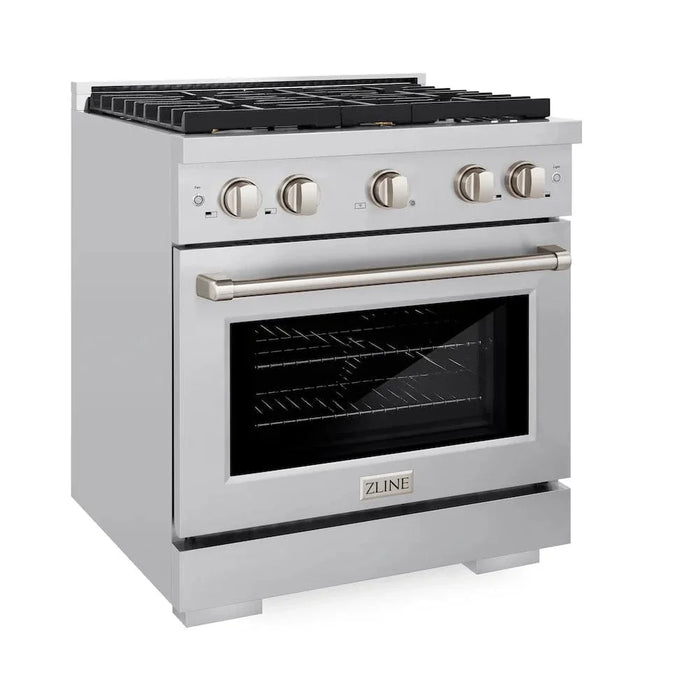 ZLINE 30"Paramount Dual Fuel Range Stainless Steel, Brass Burner, SDR-BR-3009K