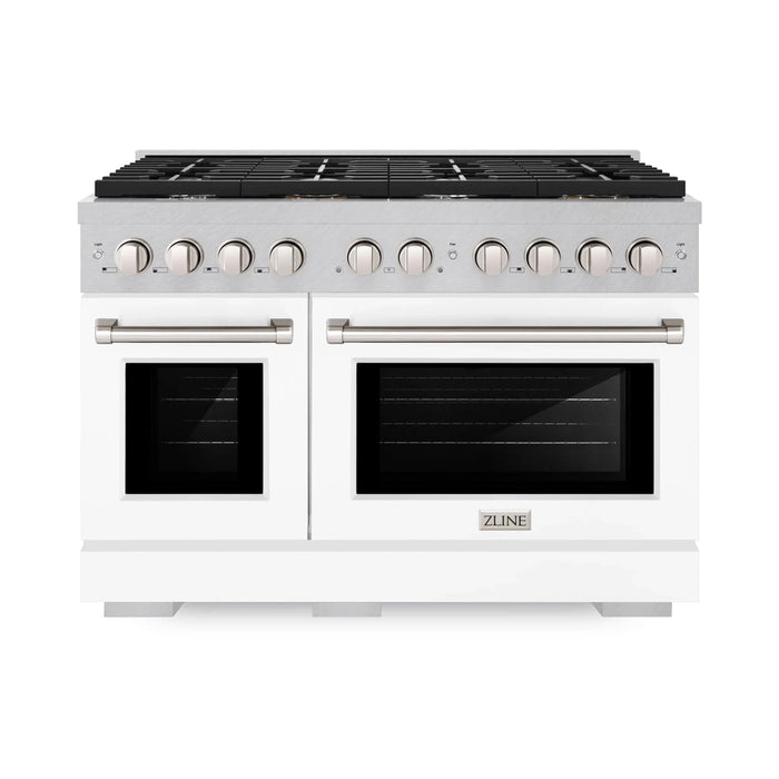 ZLINE 48"Paramount Dual Fuel Range DuraSnow® White Matte SDRS-WM-4809K