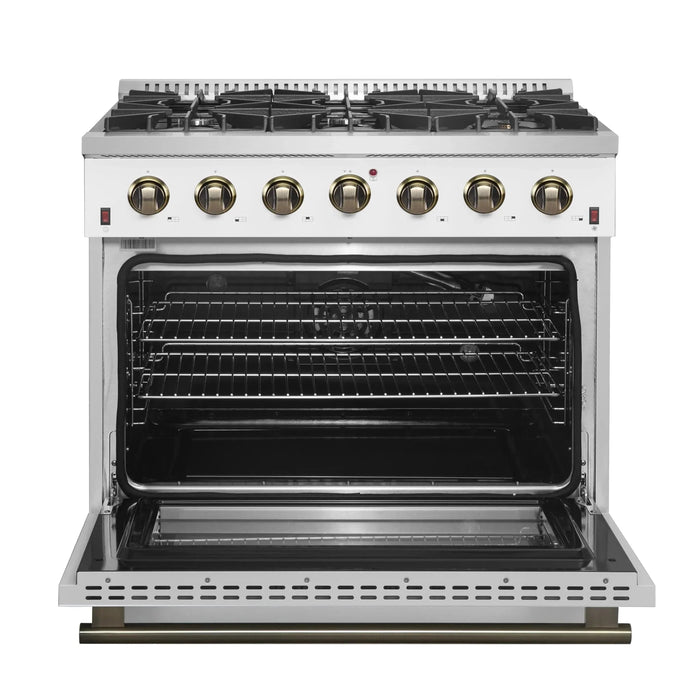 FORNO Galiano 36" Gas on Gas Range FFSGS6244-36WHT09K