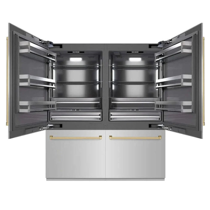 ZLINE 72" Built-In Bottom Freezer Refrigerator,Water Dispenser, Ice Maker,Graphite Gray Champagne Bronze GRBITZ-304-72CB09K