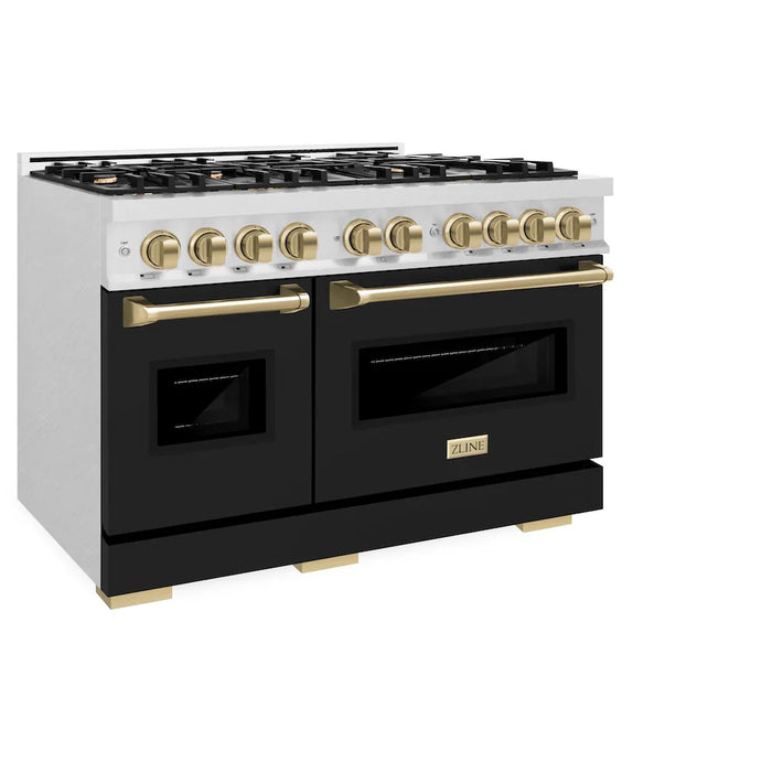 ZLINE 48"Classic Gas Range, Convection Gas Oven, Stainless Steel, Black Matte Door, Accents CGRZ-BLM-48-CB09K