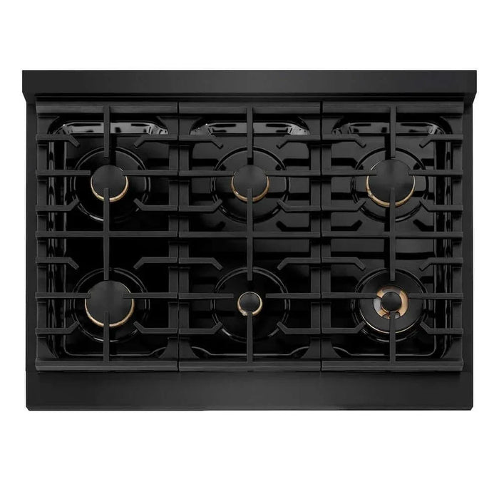 ZLINE 36"Gas Range, Convection Gas Oven, Black, Gold,SGRBZ-36-G09K