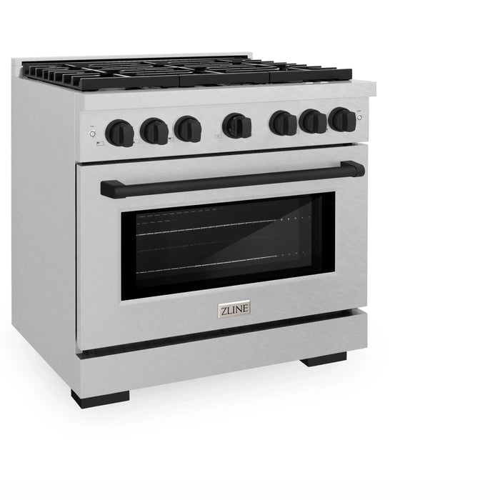 ZLINE 36"Paramount Dual Fuel Range DuraSnow® Matte Black SDRSZ-36-MB09K